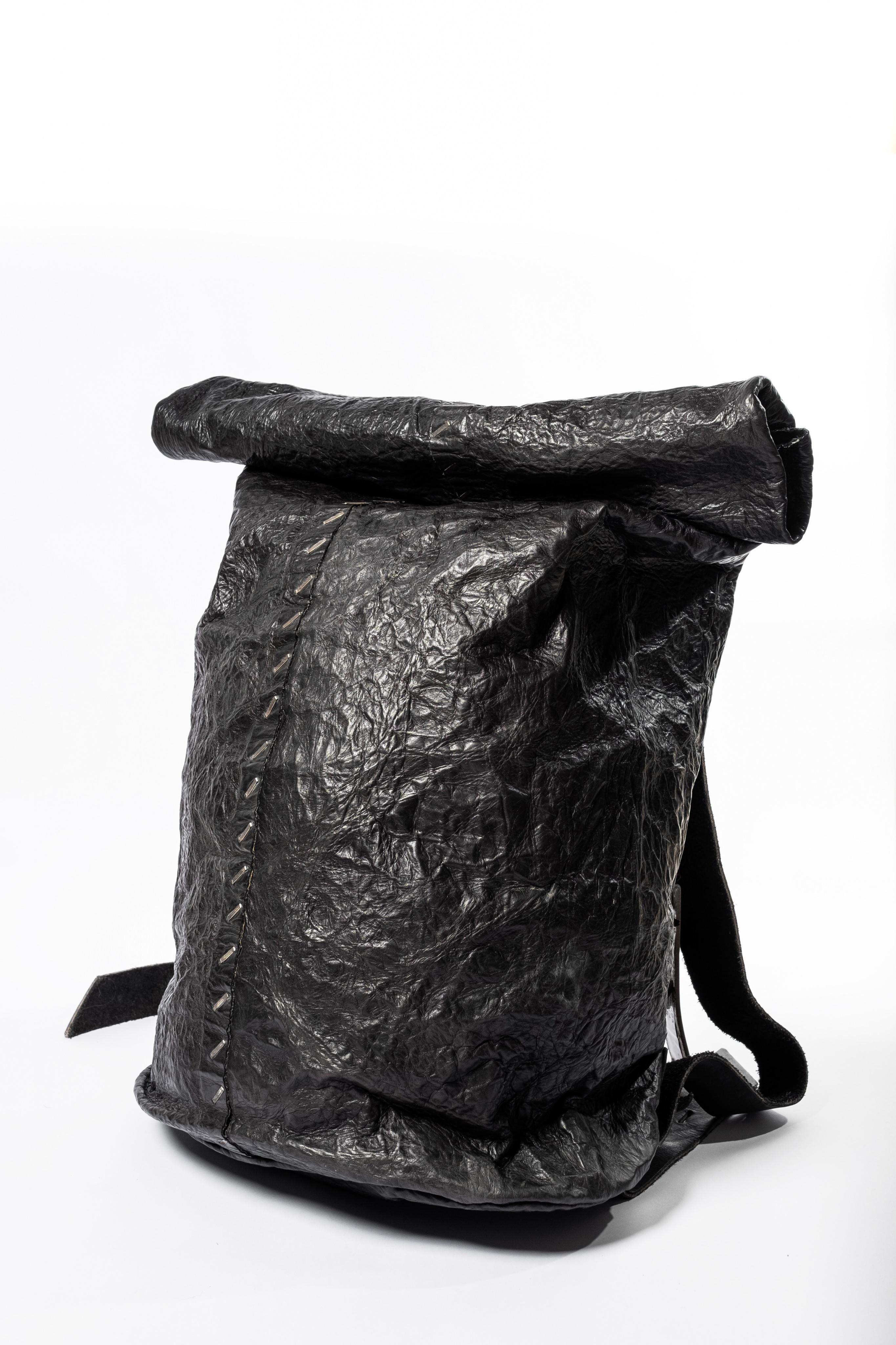 Isaac Sellam Stapled Metal Structured Leather Backpack Elixirgallery