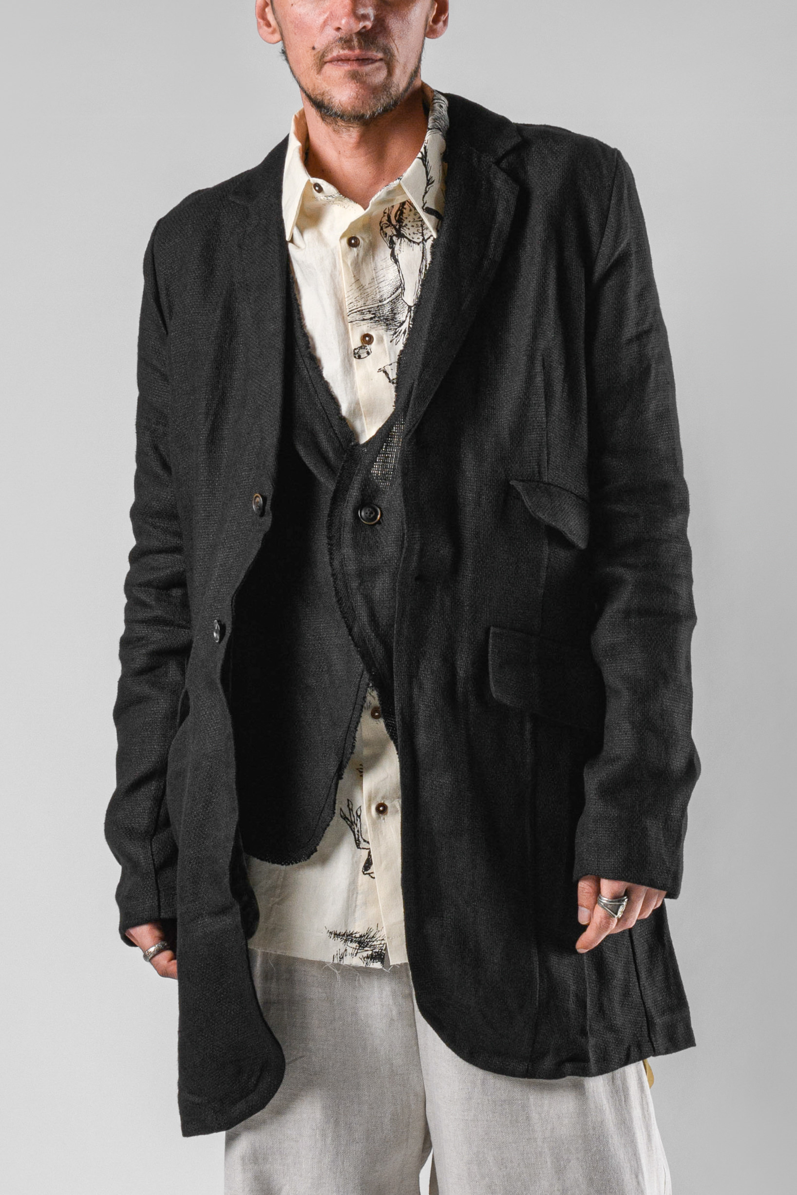 Aleksandr Manamis Integrated Waistcoat Long Jacket | Elixirgallery