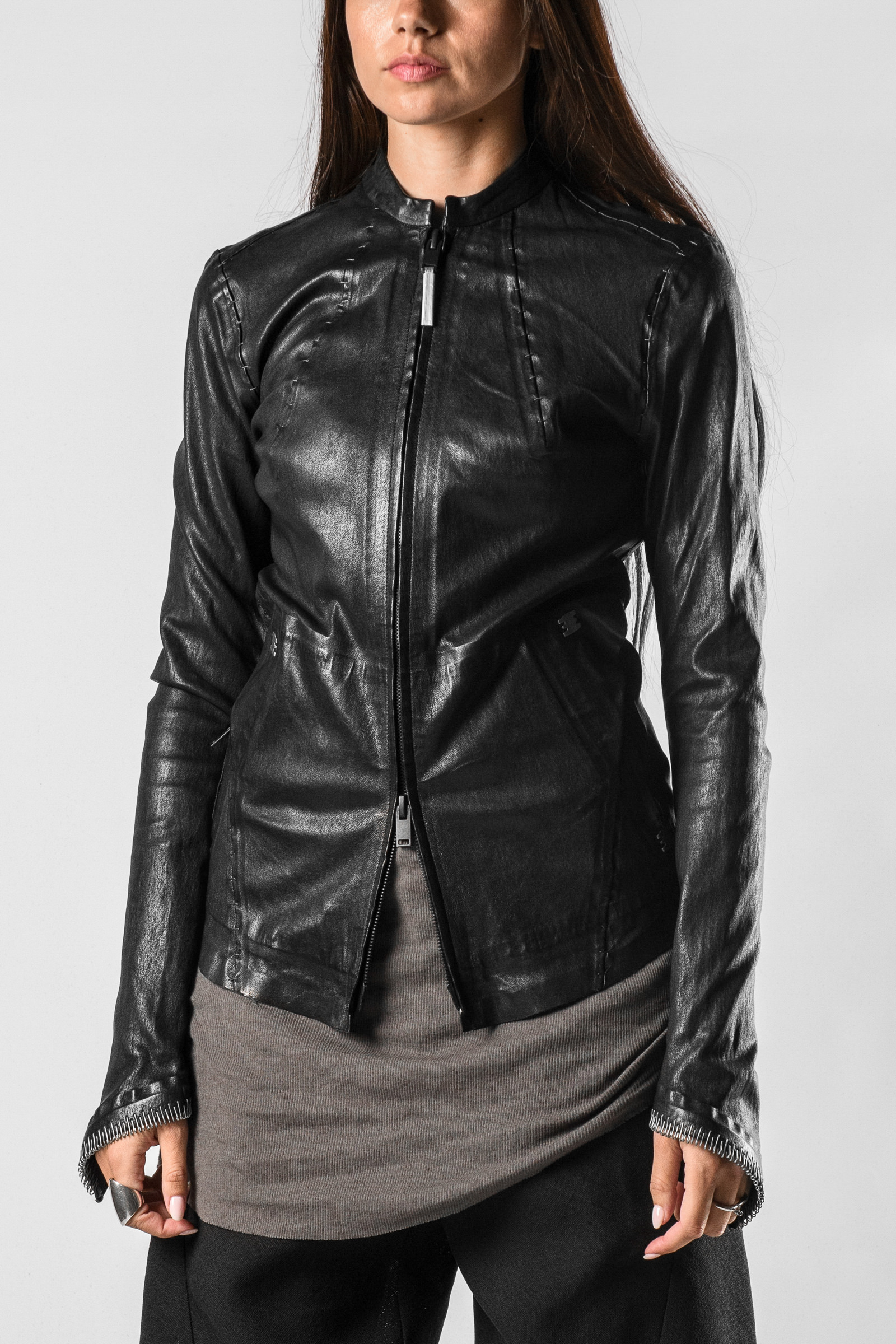 Isaac Sellam Fitted Stretch Leather Jacket | Elixirgallery