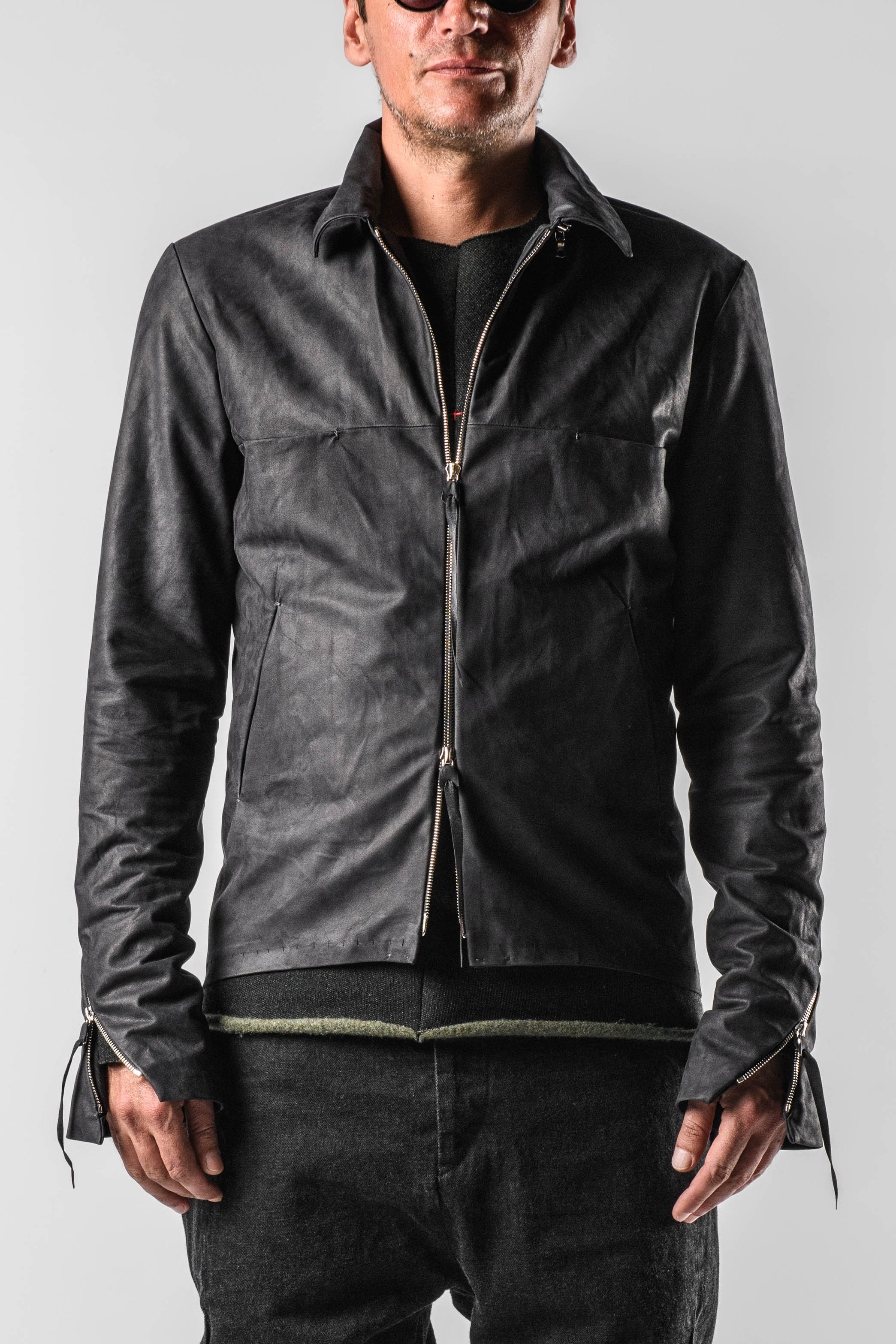 MA+ J214DZHZ Detachable hood Leather Jacket | Elixirgallery