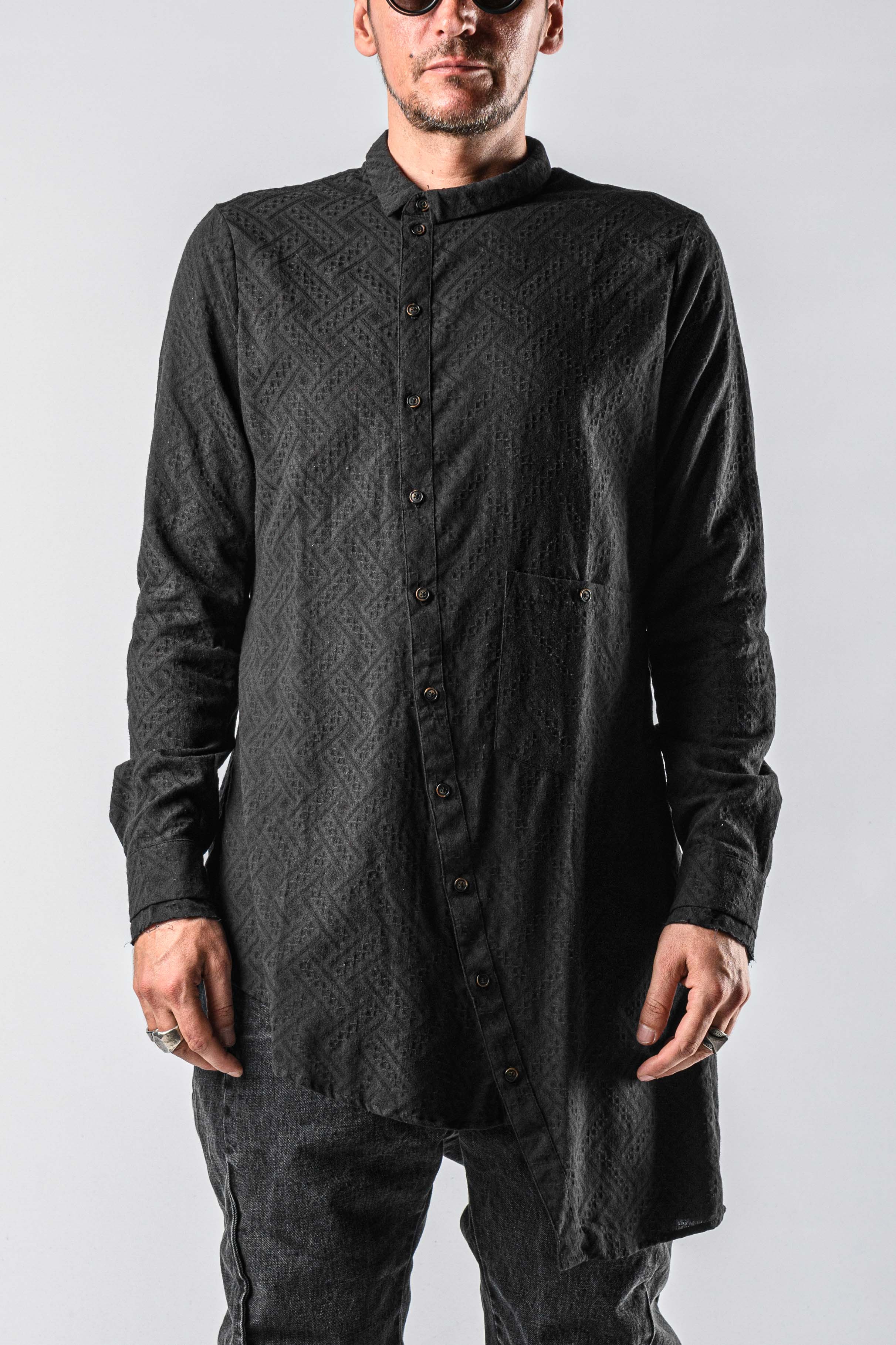 Aleksandr Manamis Asymmetric Patchwork Jacquard Shirt | Elixirgallery