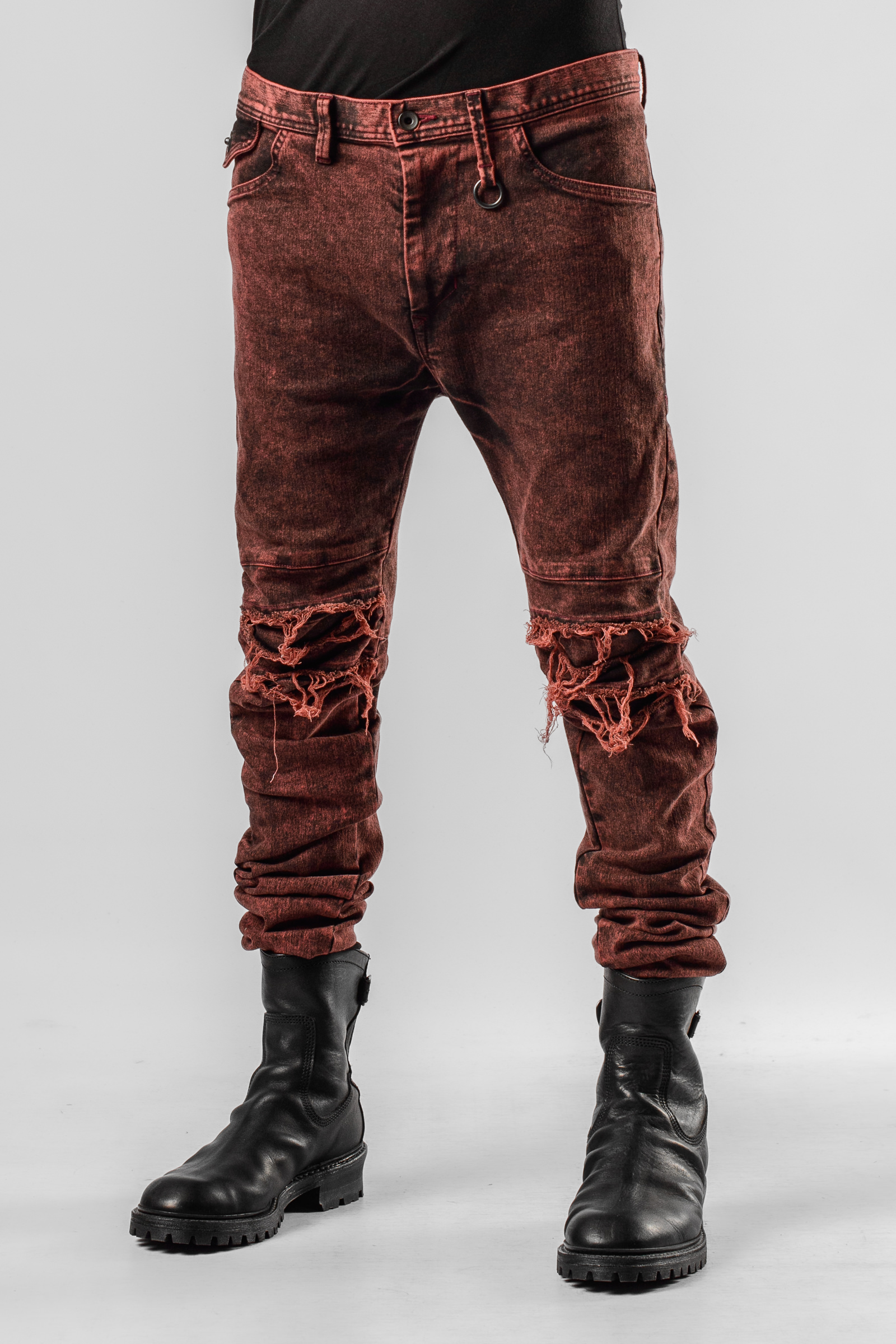 【DEARMINE】Brown Tin Denim Pants Dime Classic Relaxed Denim Pants - Faded Brown – Time