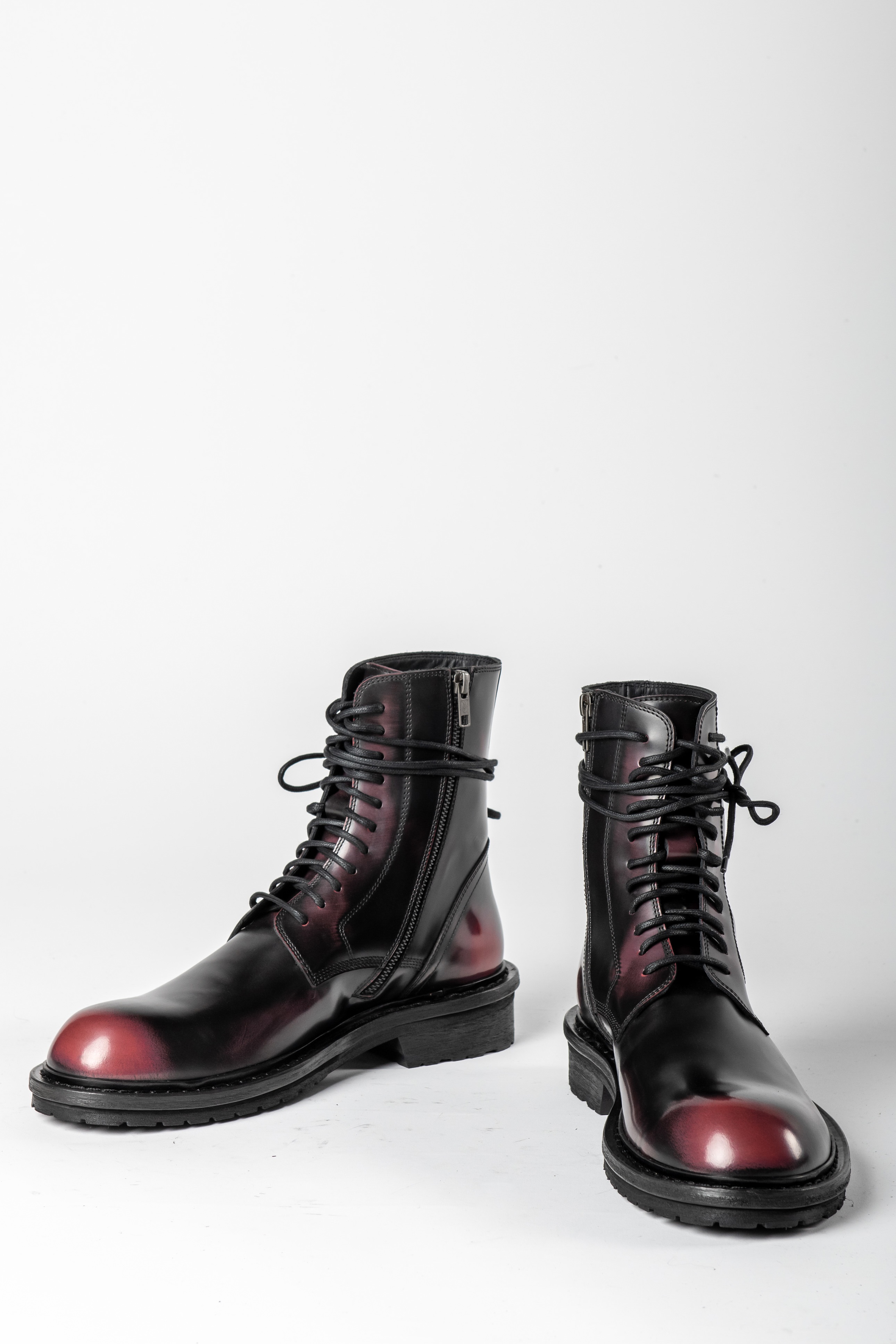 shiny black military boots