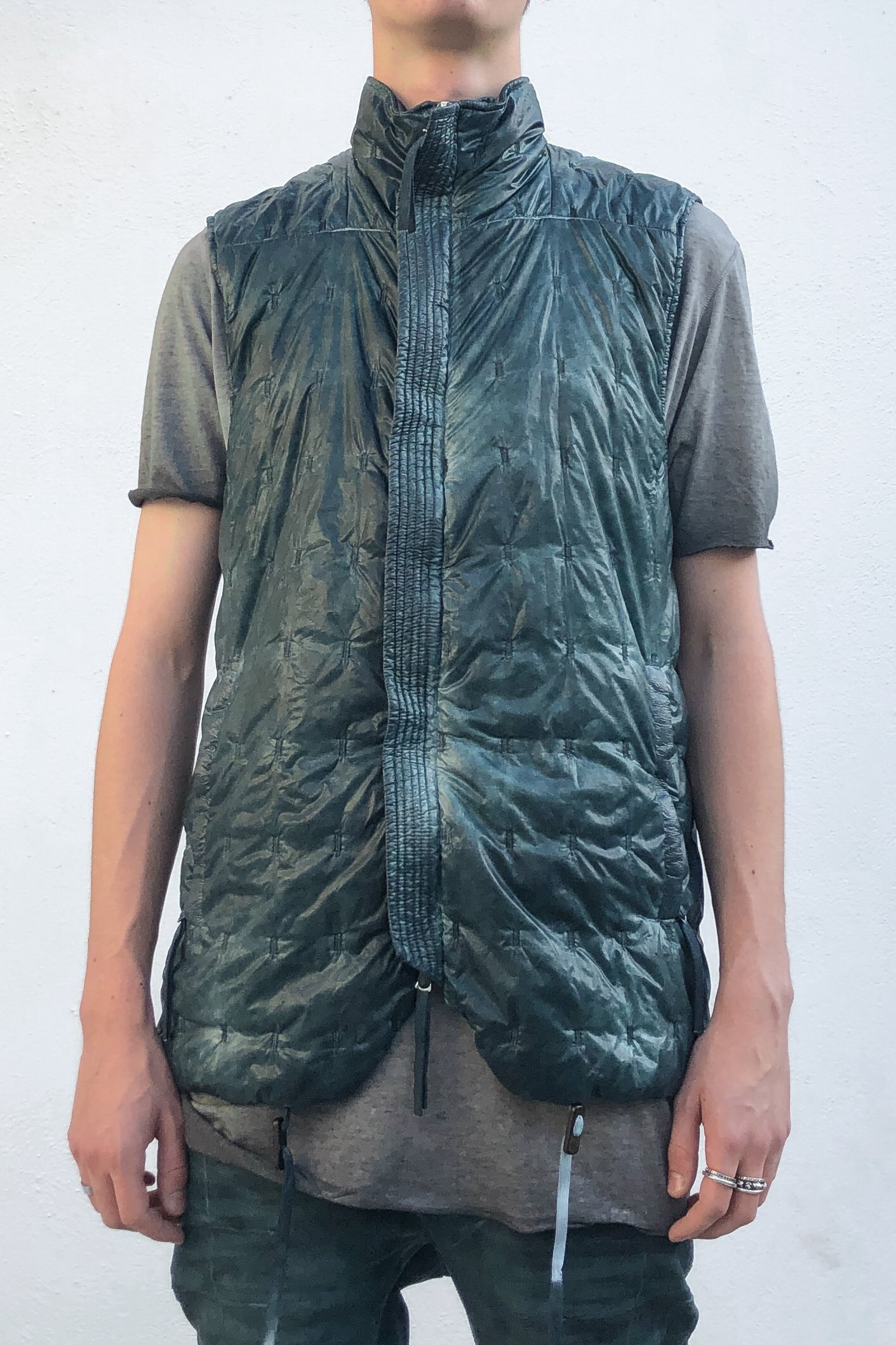 Boris Bidjan Saberi PADDED VEST 5 Patina Blue Zip in color Patina Boris Bidjan Saberi PADDED VEST 5 Patina Blue Zip in color Patina