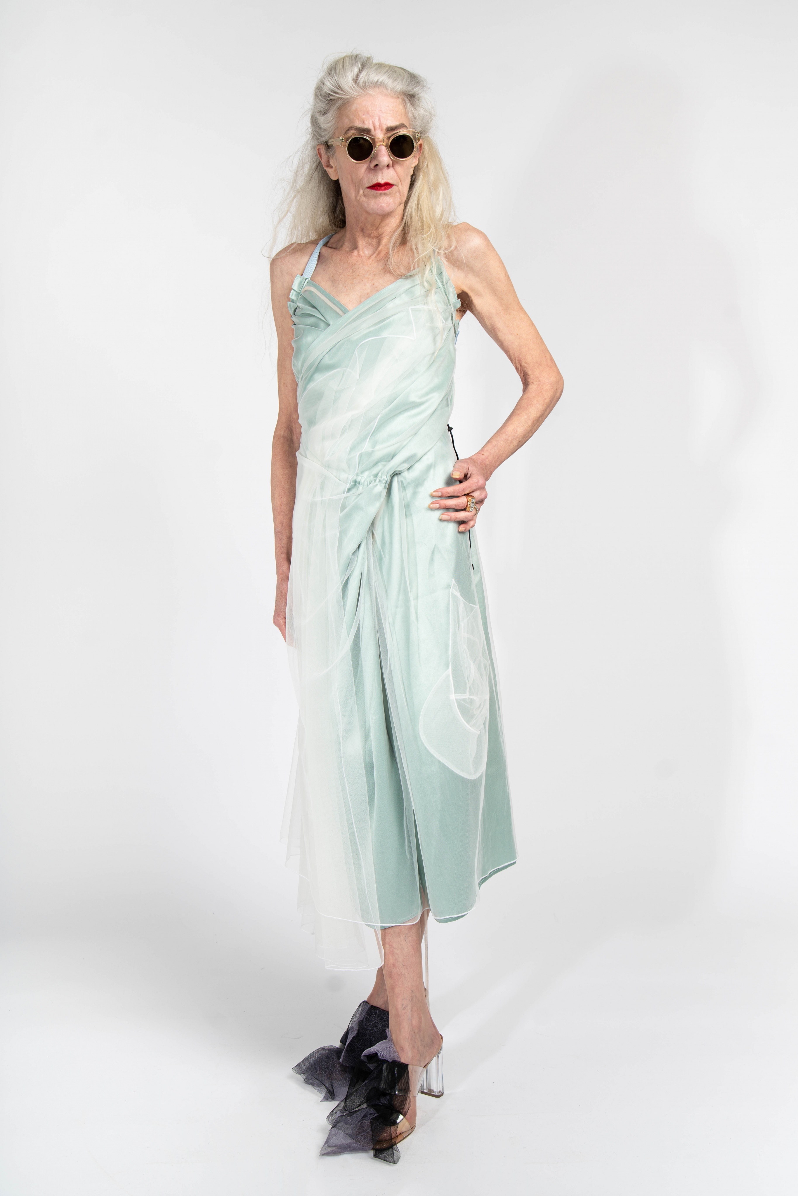 QUETSCHE Layered Silk Dress with Ribbed Jersey Back | Elixirgallery