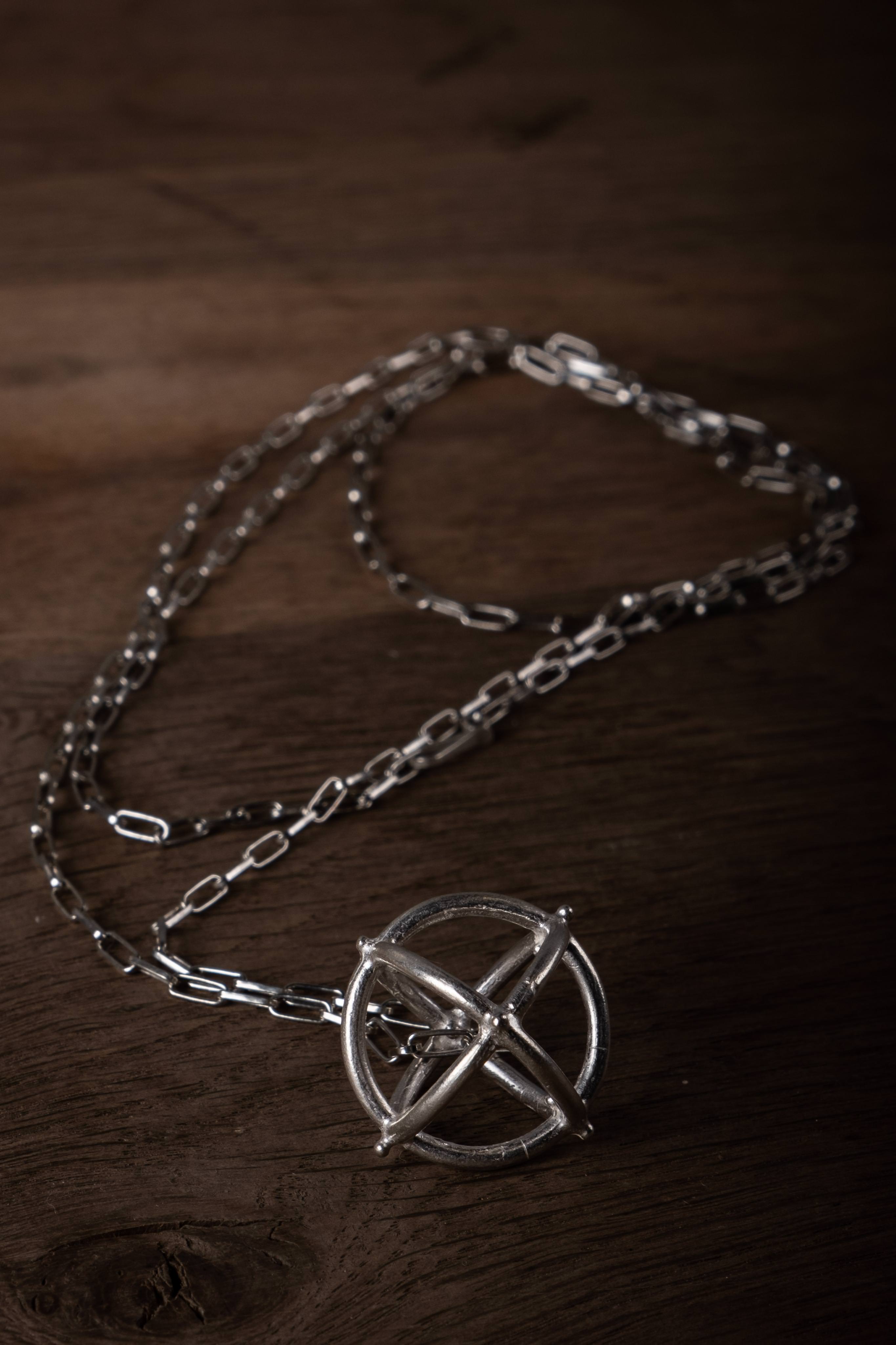MA+ AD31 Sterling Silver Globe Necklace in color Silver