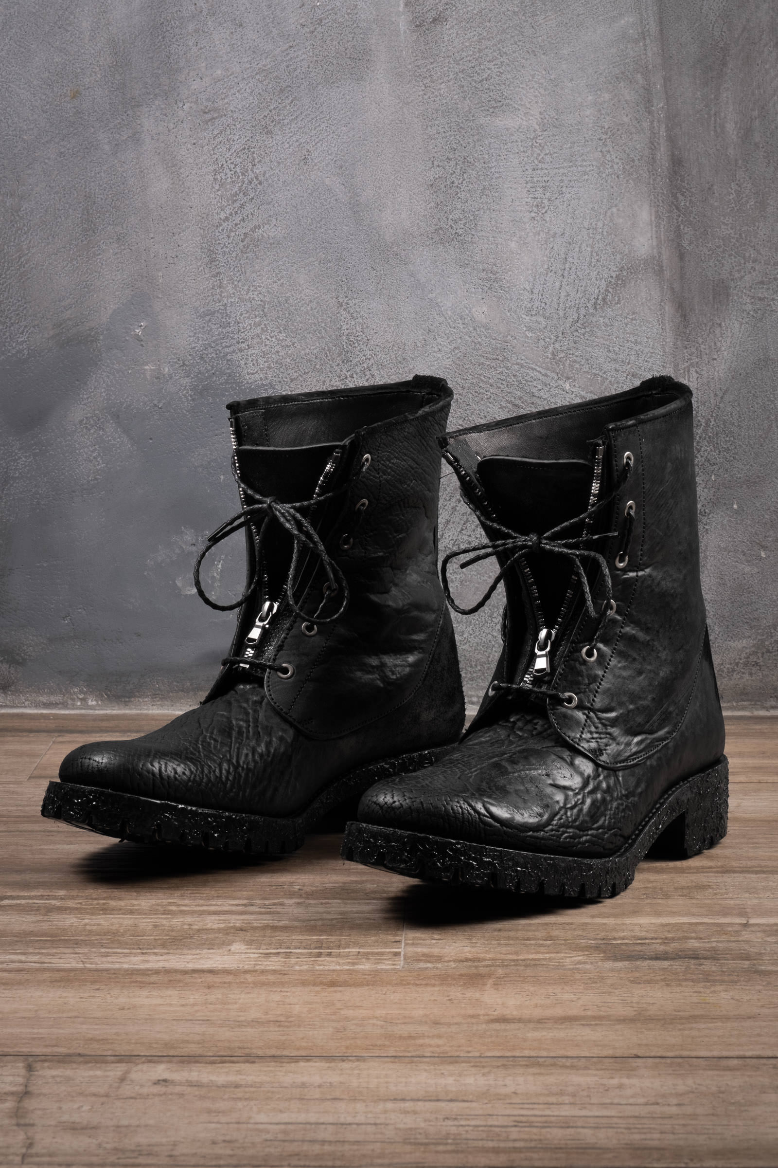 IERIB Cordovan Leather Removable Zip Tall Boots in color Black 
