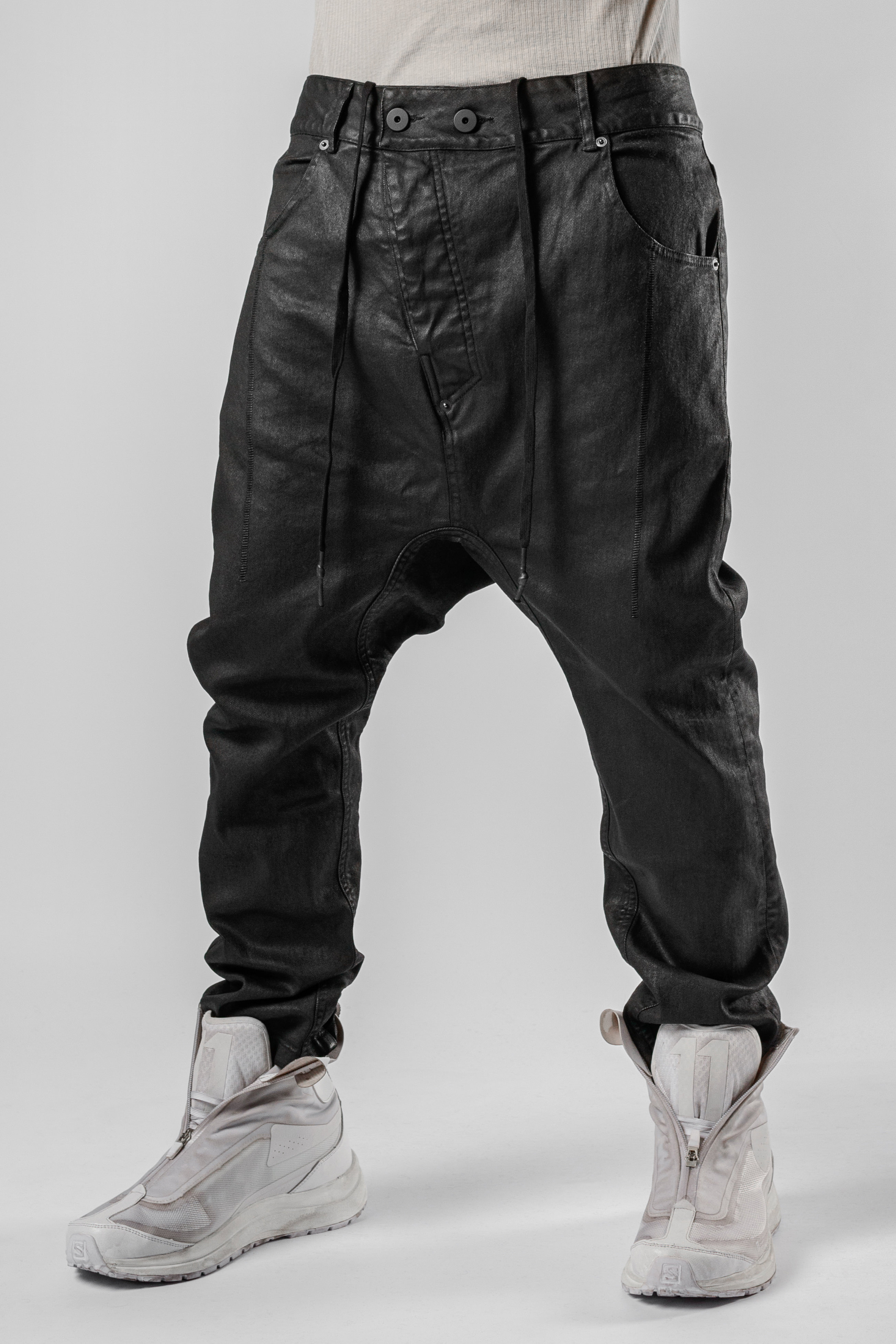 11 By BBS P4C Low Crotch Buckle Trousers in color Black Coated