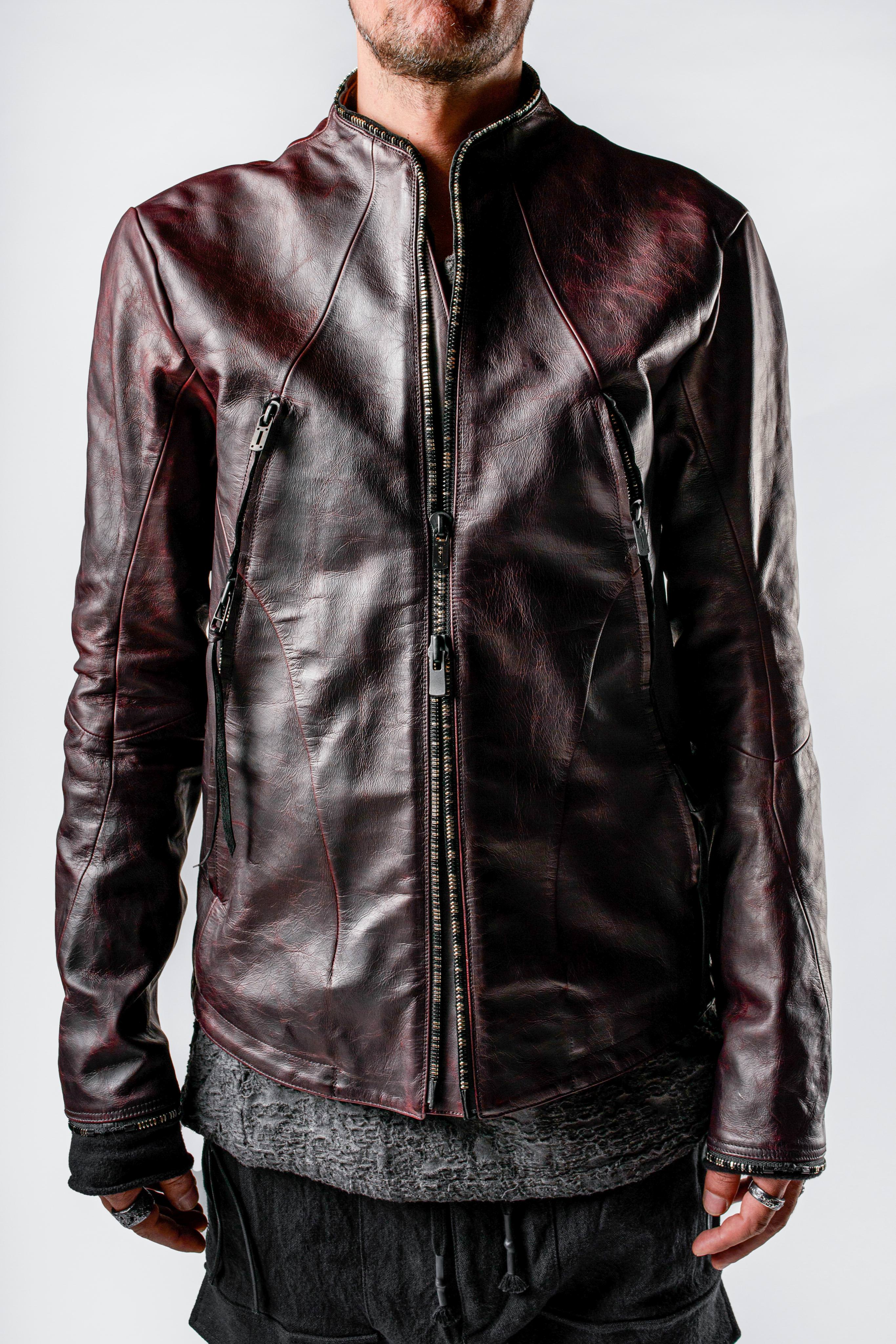 D.HYGEN Zipped Hem Throne Collar Horse Leather Jacket D.HYGEN Zipped Hem Throne Collar Horse Leather Jacket