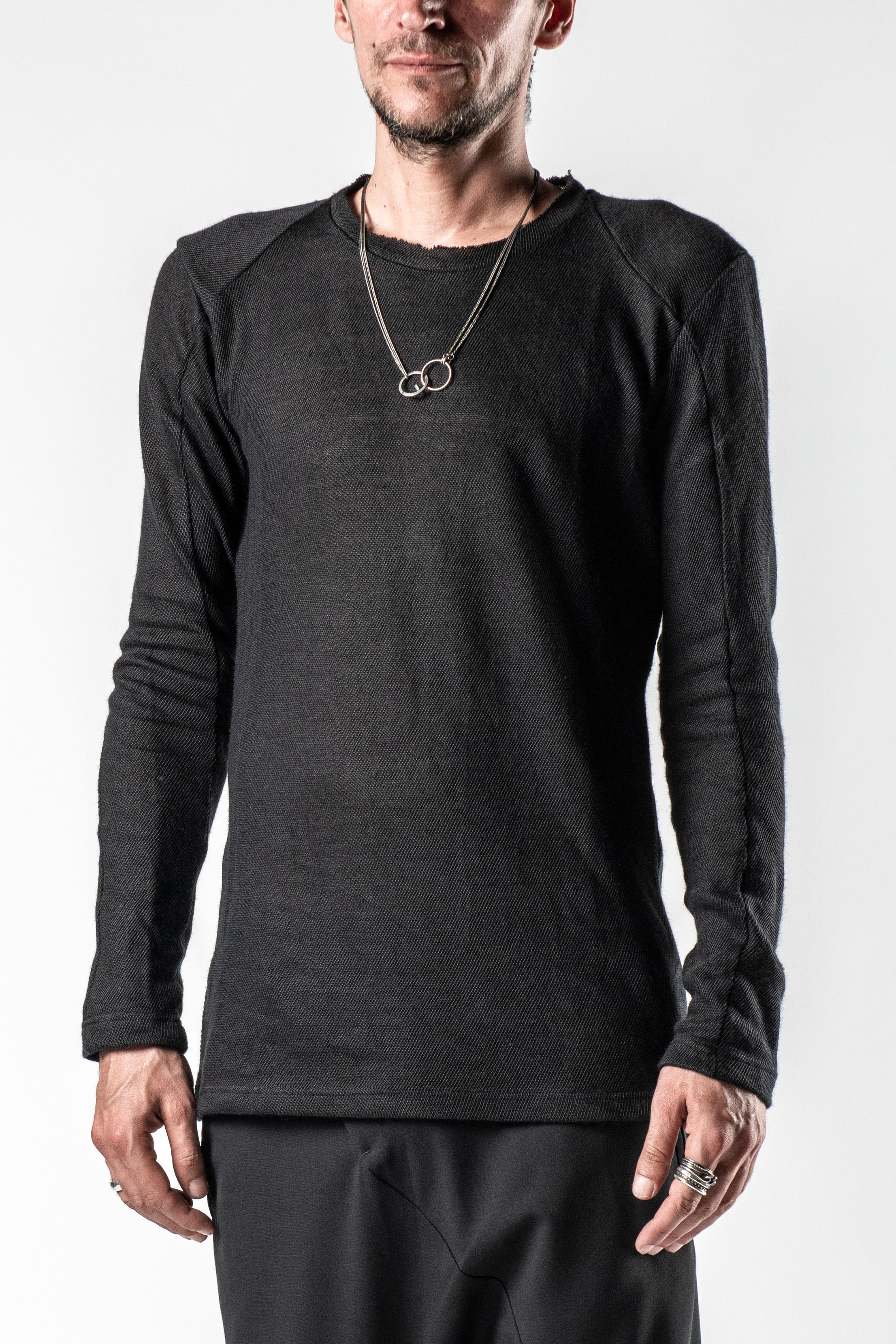 【YOURNUS】Split Layered Long Sleeve Lumen Et Umbra Ramie Anatomical Long Sleeve T-shirt