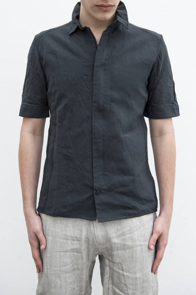 トップス DEVOA Short Sleeve washi DEVOA Short Sleeve Shirt in color Bue Gray | Elixirgallery
