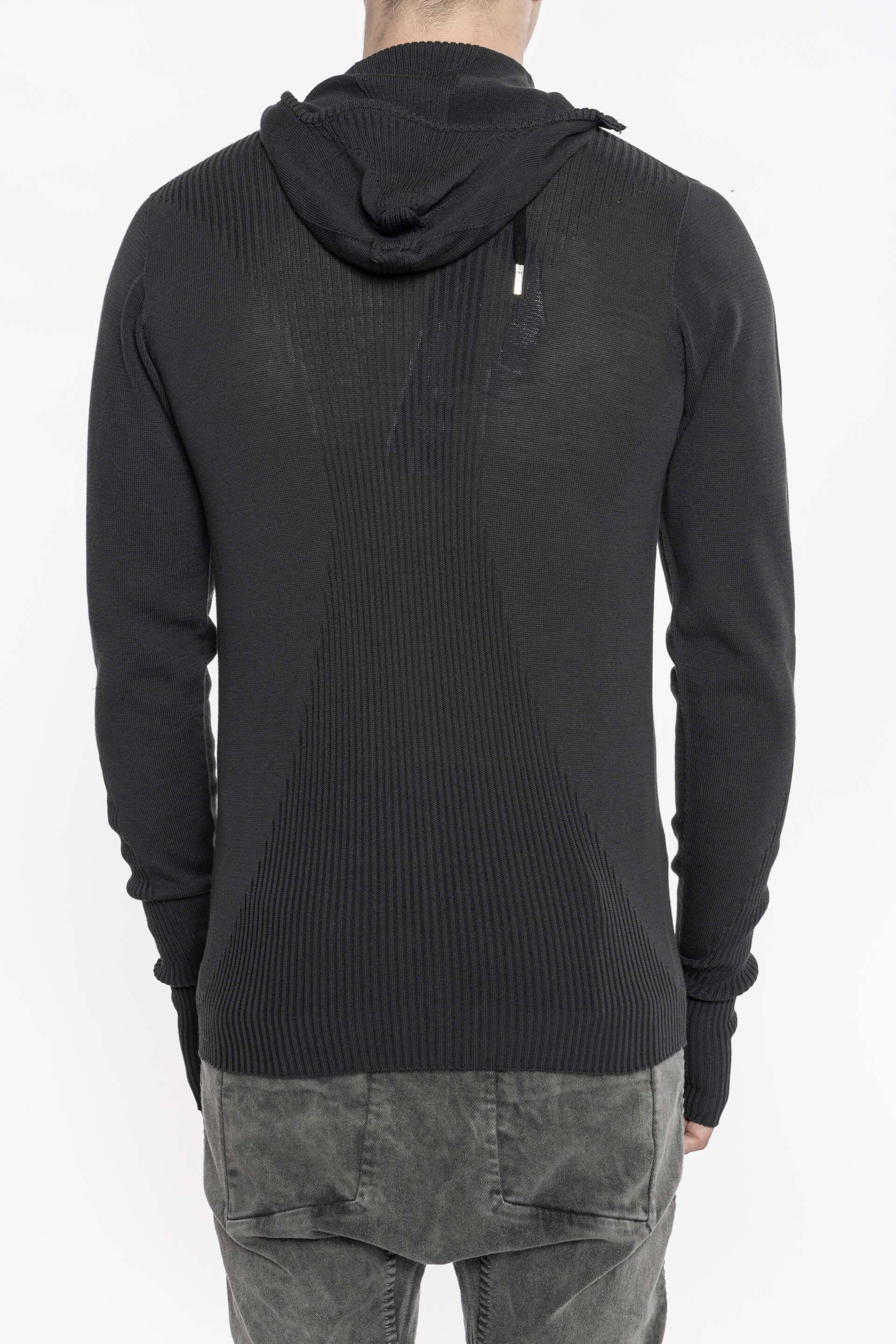 Boris Bidjan Saberi Balaclava-Style Rib Knit Zipper Jacket in
