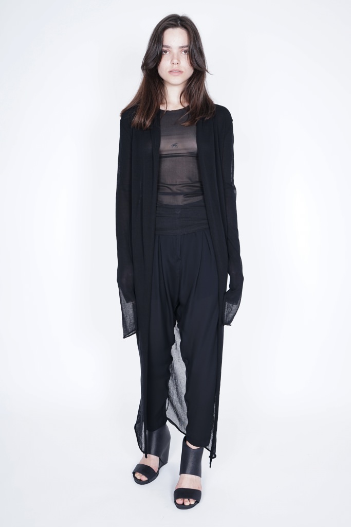 Isabel Benenato Long Knitted Cardigan in color Black | Elixirgallery