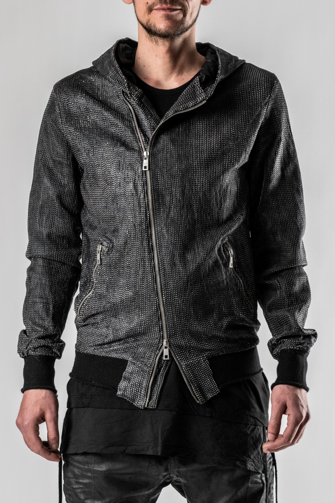 Giorgio Brato Laser Cut Hooded Leather Jacket | Elixirgallery